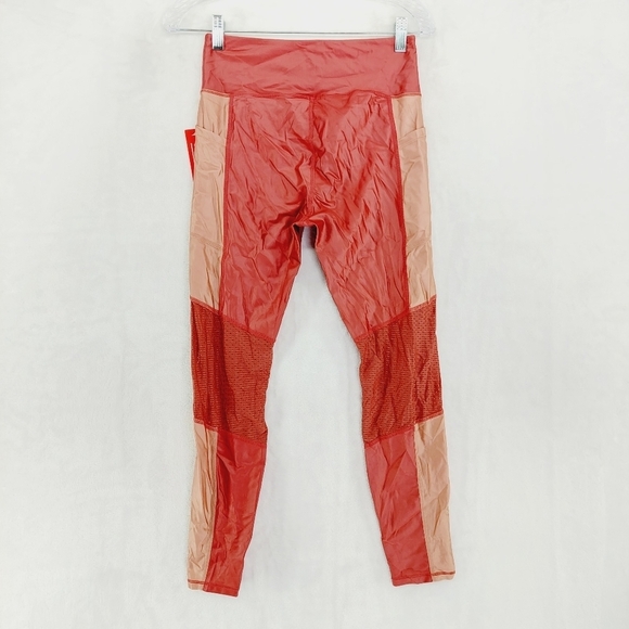 NEW Good American Cream Orange Rosy Rust Sheer Athleisure Yoga Leggings P6398 - Picture 4 of 8